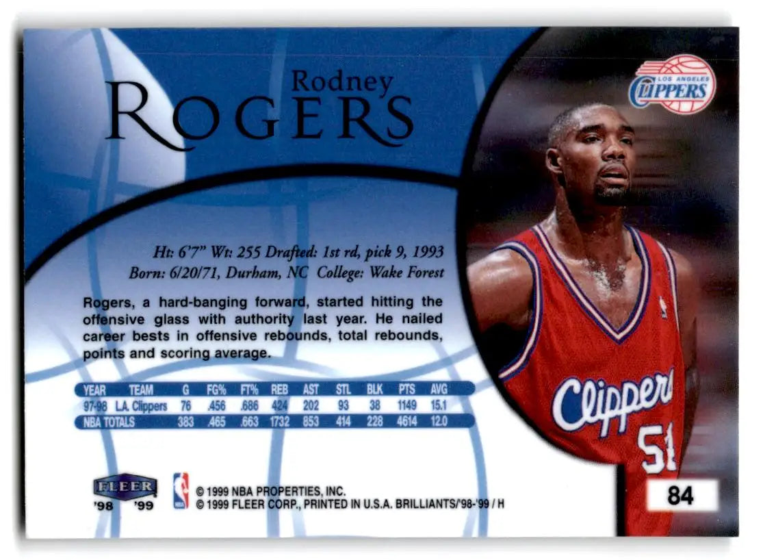 1998-99 Fleer Brilliants #84 Rodney Rogers - Basketball Card Single