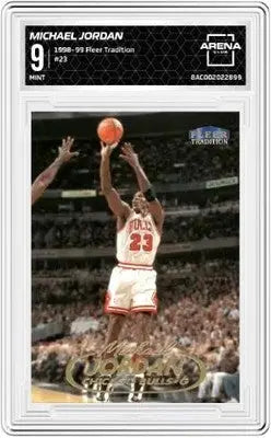 Graded Fleer Tradition Michael Jordan basketball trading card from 1998-99 Fleer Tradition