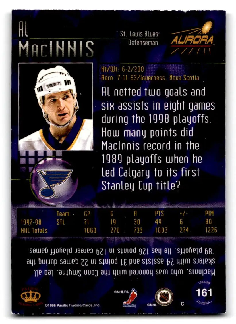 1998-99 Pacific Aurora #161 Al MacInnis - Hockey Card Single