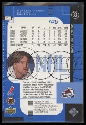 1998-99 SPx Top Prospects #14 Patrick Roy - Hockey Card Single