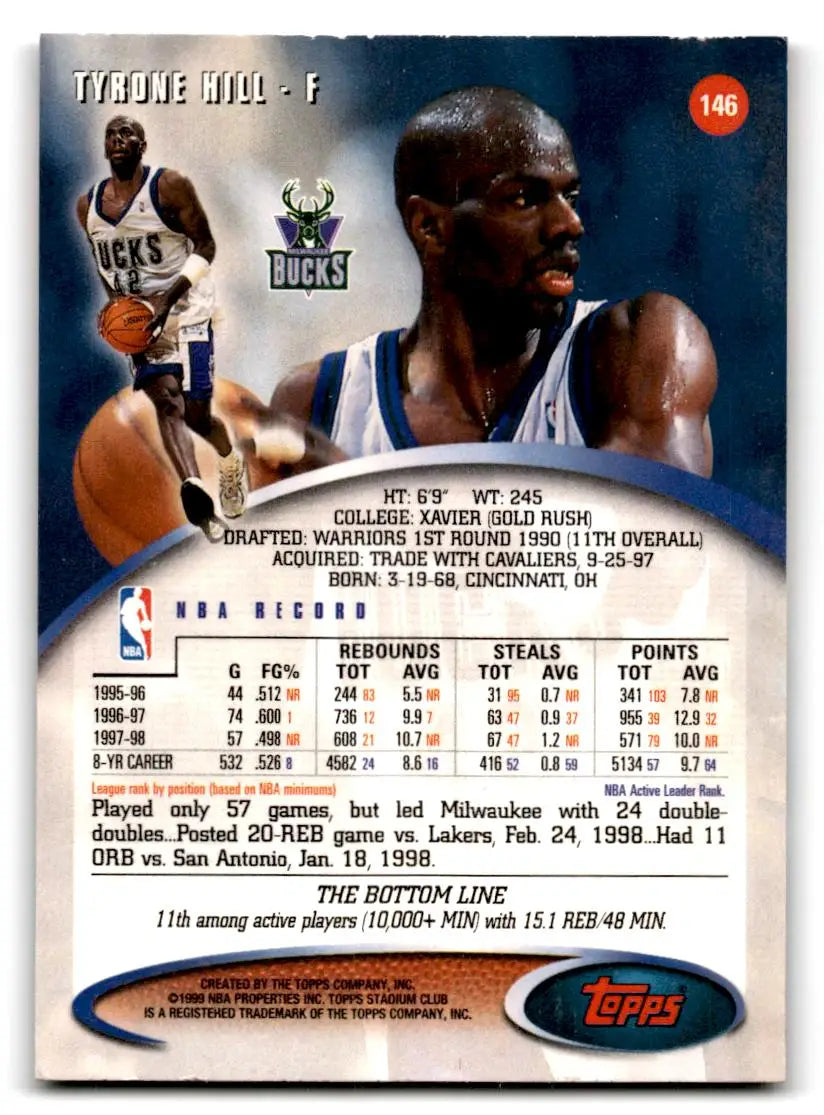 1998-99 Stadium Club #146 Tyrone Hill - Basketball Card Single