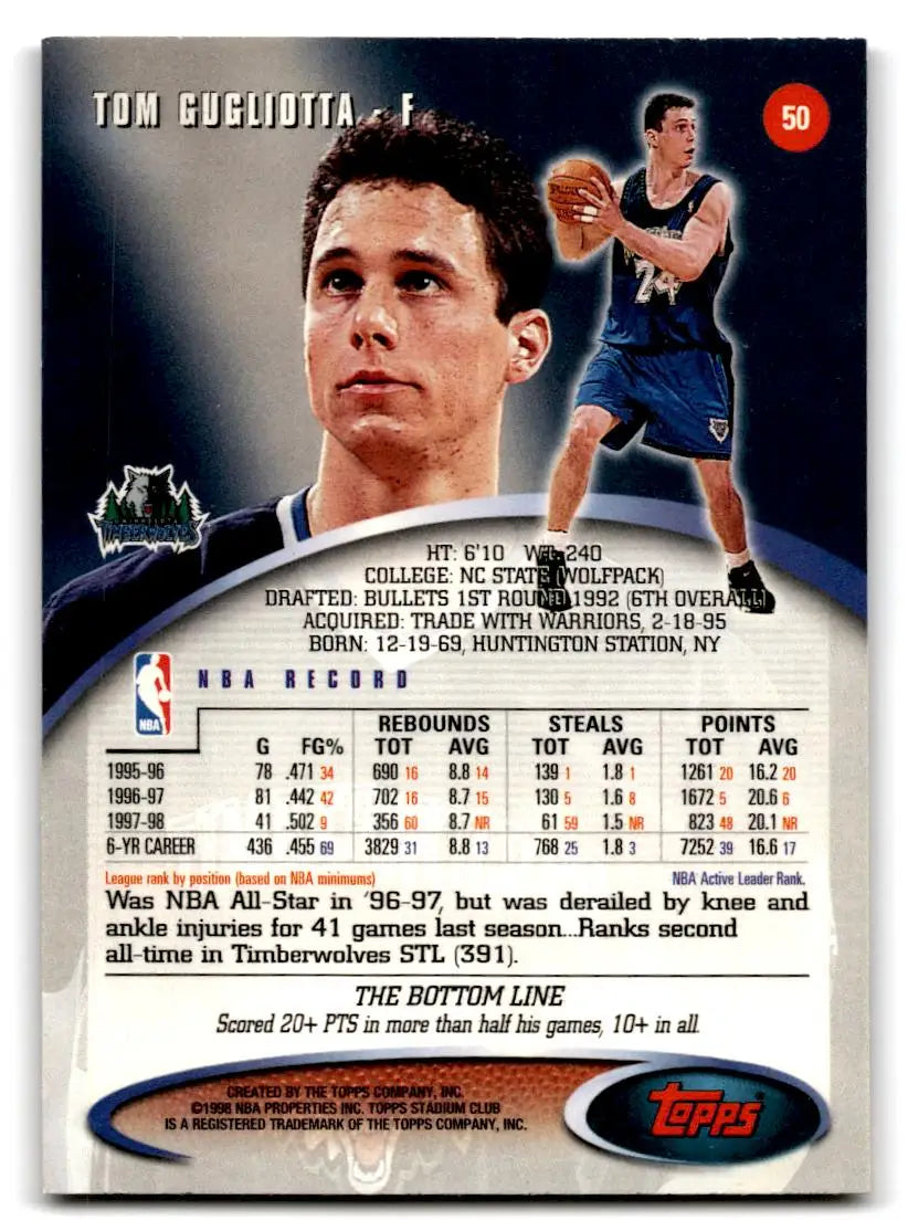 1998-99 Stadium Club #50 Tom Gugliotta - Basketball Card Single