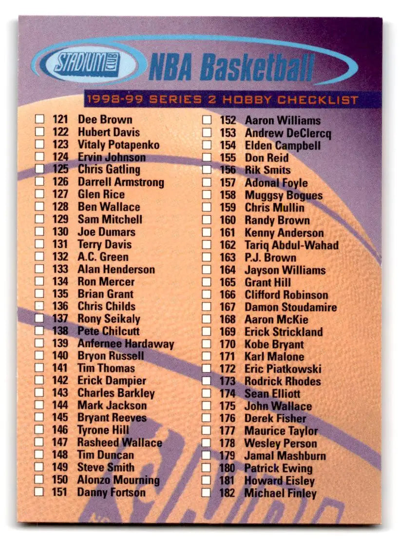 1998-99 Stadium Club #H1 Series 1 Checklist: 1-100 Checklists Hobby - Hockey Card Single