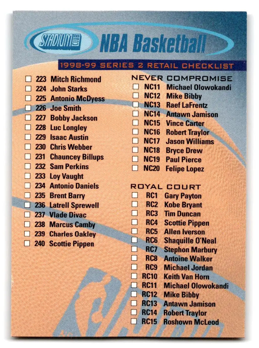 1998-99 Stadium Club #R2 Series 2 Checklist: 223-240 Checklists Retail - Other