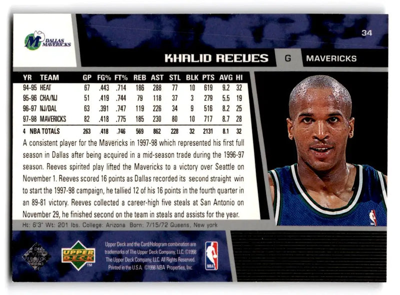 1998-99 Upper Deck #34 Khalid Reeves - Basketball Card Single