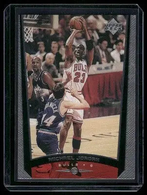 Basketball trading card featuring Michael Jordan from 1998-99 Upper Deck Michael Jordan series