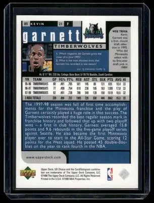 1998-99 Upper Deck UD Choice Kevin Garnett #85 Basketball - Basketball Card Single