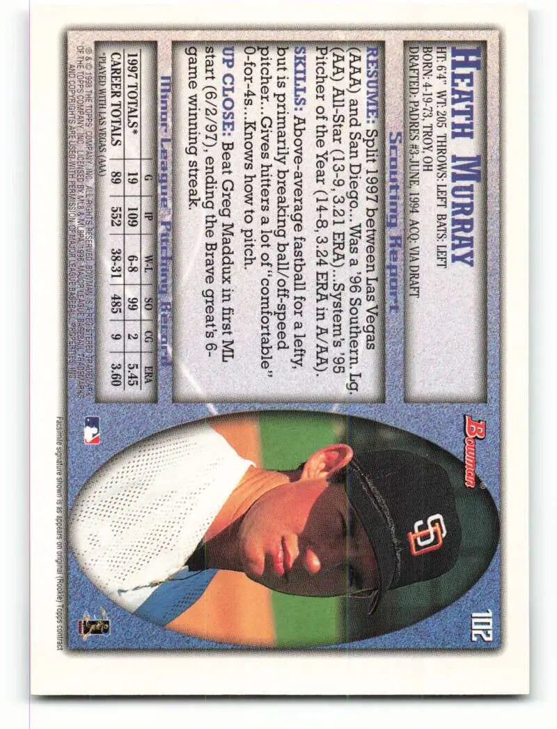 1998 Bowman #102 Heath Murray EX Excellent San Diego Padres Baseball Card - Baseball Card Single