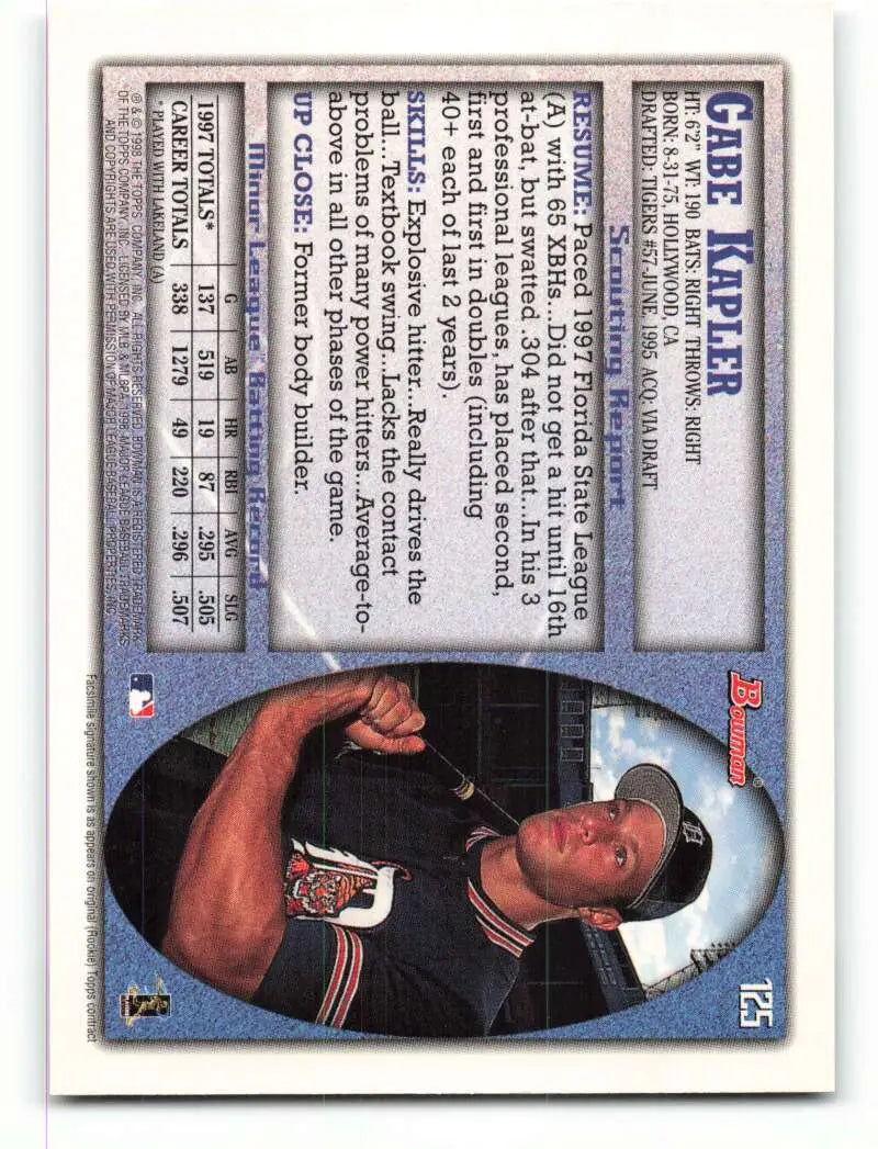 1998 Bowman #125 Gabe Kapler EX Excellent RC Rookie Detroit Tigers Baseball Card - Baseball Card Single