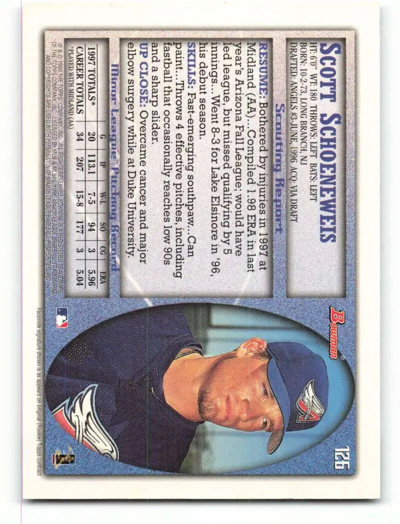 1998 Bowman #126 Scott Schoeneweis EX Excellent Anaheim Angels Baseball Card - Baseball Card Single