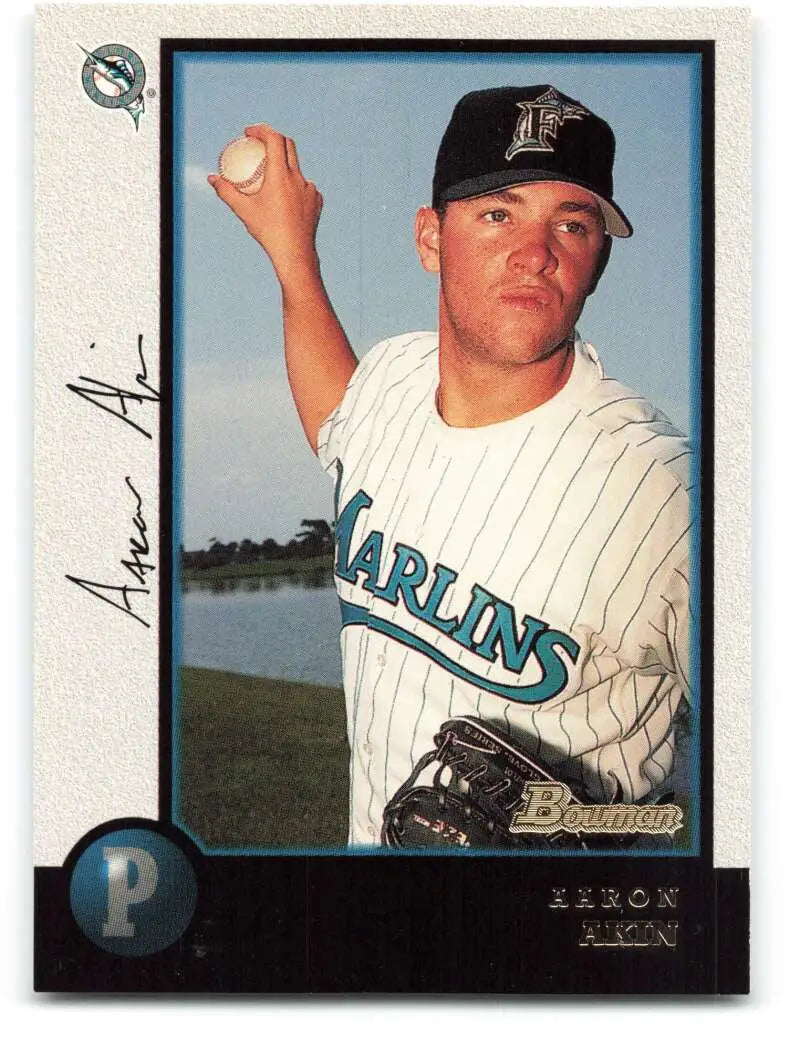 1998 Bowman #128 Aaron Akin EX Excellent Florida Marlins Baseball Card - Baseball Card Single
