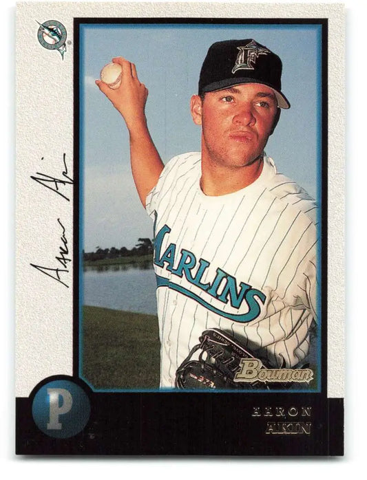 1998 Bowman #128 Aaron Akin EX Excellent Florida Marlins Baseball Card - Baseball Card Single