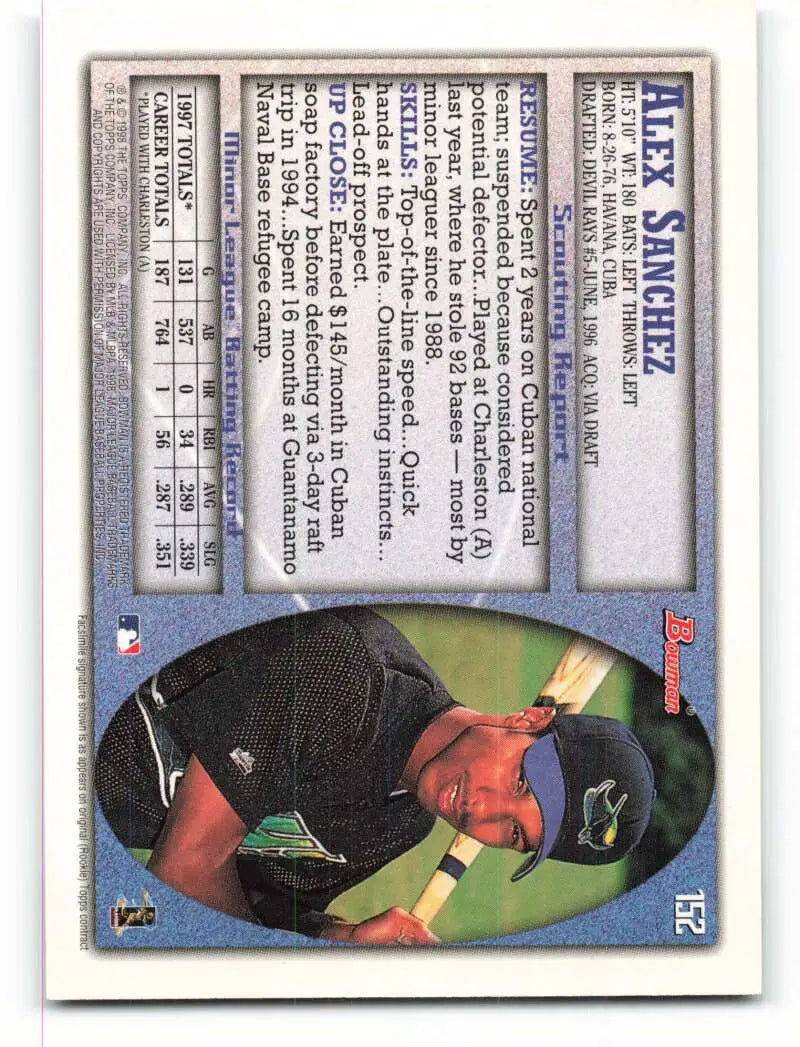 1998 Bowman #152 Alex Sanchez EX Excellent Tampa Bay Devil Rays Baseball Card - Baseball Card Single