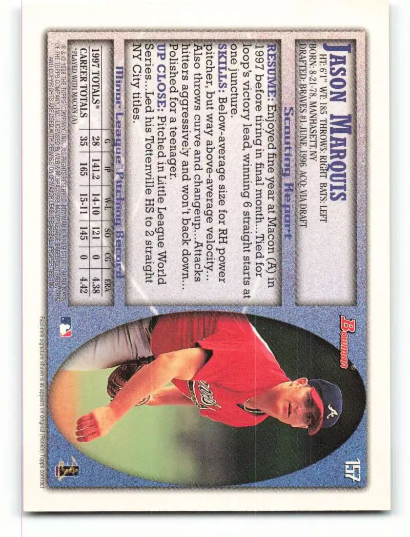1998 Bowman #157 Jason Marquis EX Excellent Atlanta Braves Baseball Card - Baseball Card Single