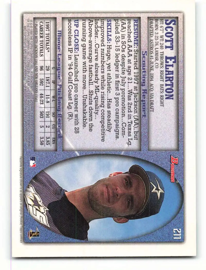 1998 Bowman #211 Scott Elarton EX Excellent Houston Astros Baseball Card - Baseball Card Single