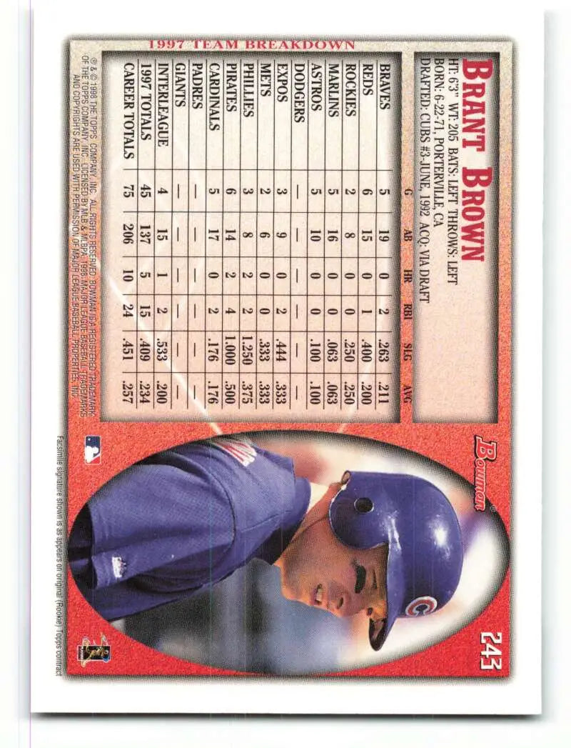 1998 Bowman #243 Brant Brown EX Excellent Chicago Cubs Baseball Card - Baseball Card Single
