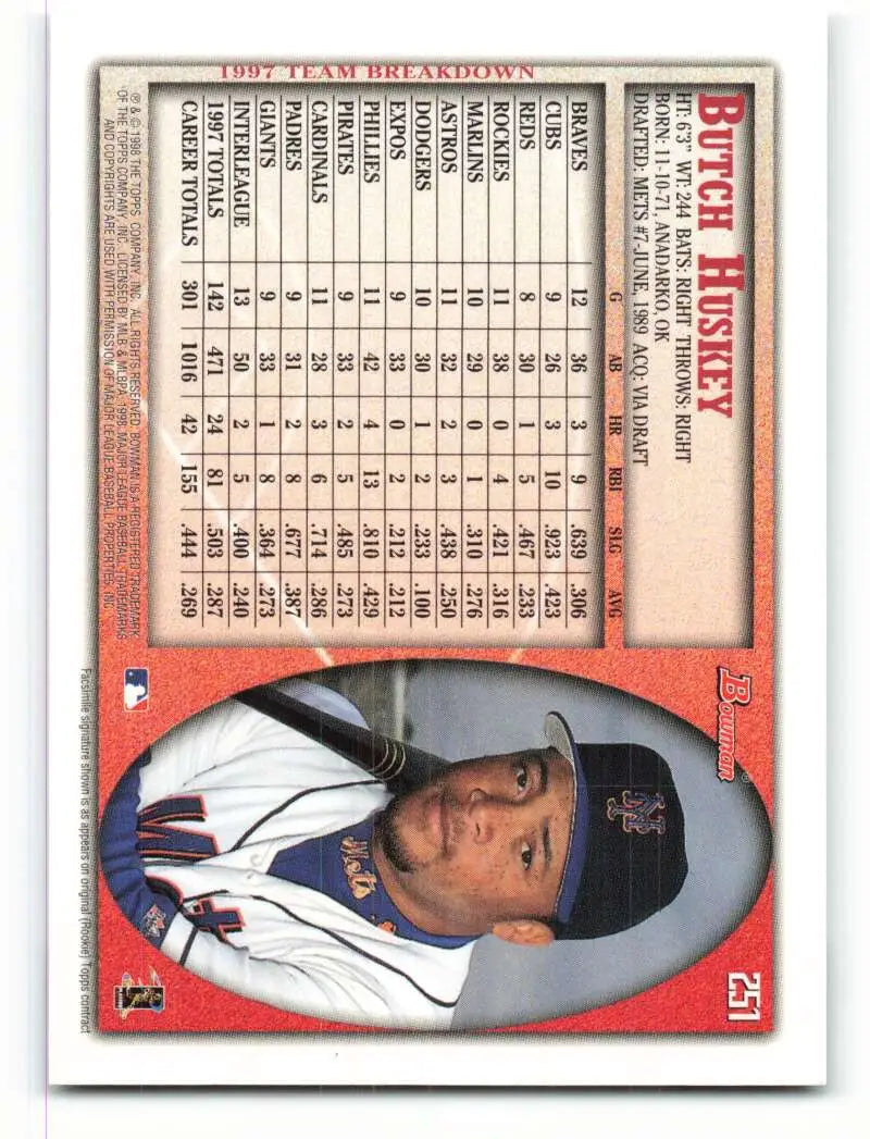 1998 Bowman #251 Butch Huskey EX Excellent New York Mets Baseball Card - Baseball Card Single
