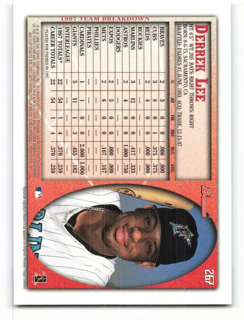 1998 Bowman #267 Derrek Lee EX Excellent Florida Marlins Baseball Card - Baseball Card Single