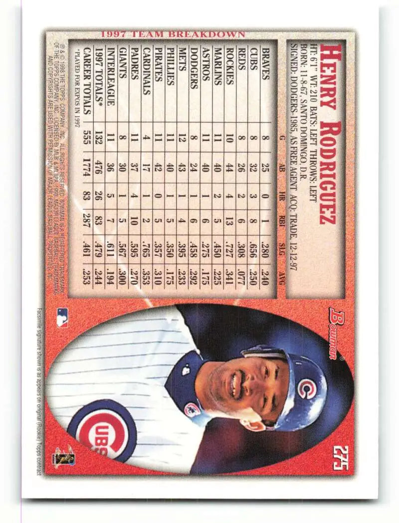 1998 Bowman #275 Henry Rodriguez EX Excellent Chicago Cubs Baseball Card - Baseball Card Single