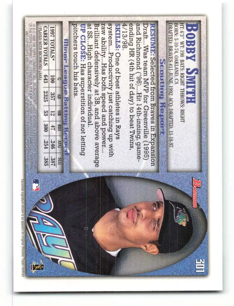 1998 Bowman #301 Bobby Smith EX Excellent Tampa Bay Devil Rays Baseball Card - Baseball Card Single