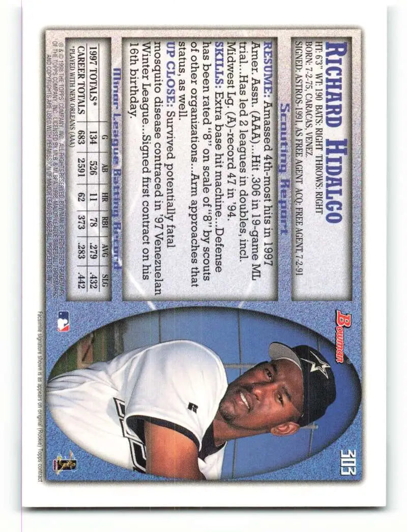 1998 Bowman #303 Richard Hidalgo EX Excellent Houston Astros Baseball Card - Baseball Card Single