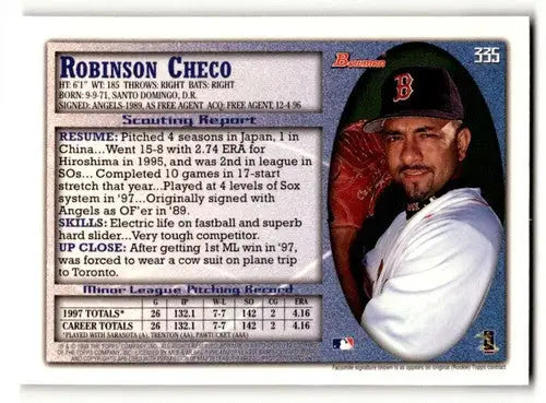 Robinson Checo Boston Red Sox baseball card from 1998 Bowman series