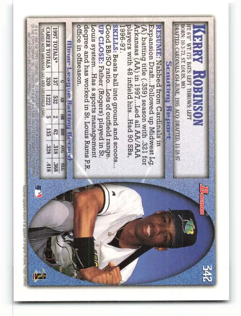 1998 Bowman #342 Kerry Robinson EX Excellent Tampa Bay Devil Rays Baseball Card - Baseball Card Single