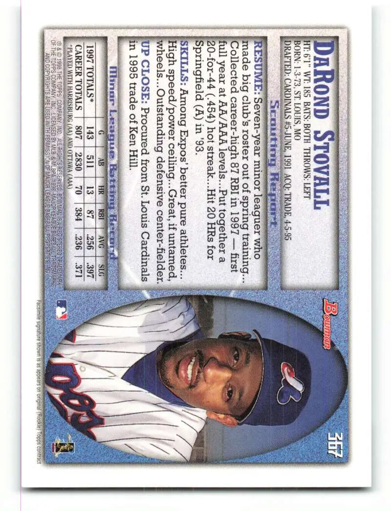 1998 Bowman #367 DaRond Stovall EX Excellent Montreal Expos Baseball Card - Baseball Card Single