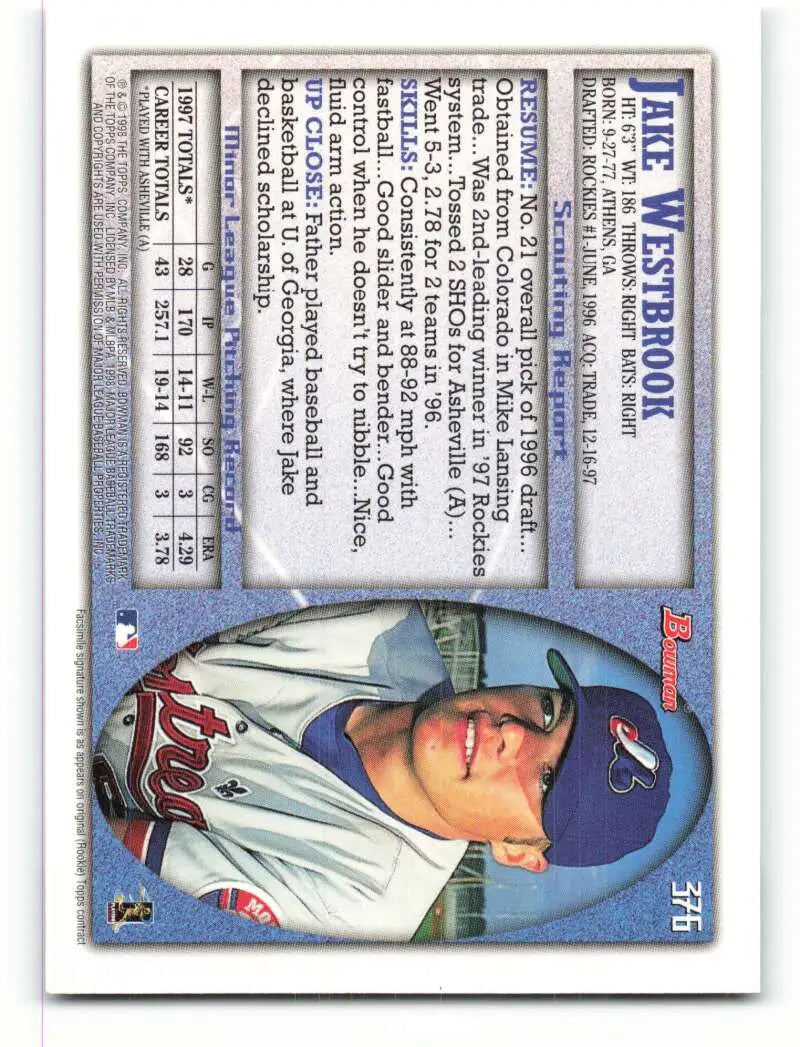 1998 Bowman #376 Jake Westbrook EX Excellent Montreal Expos Baseball Card - Baseball Card Single