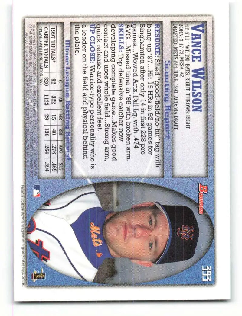 1998 Bowman #393 Vance Wilson EX Excellent RC Rookie New York Mets Baseball Card - Baseball Card Single