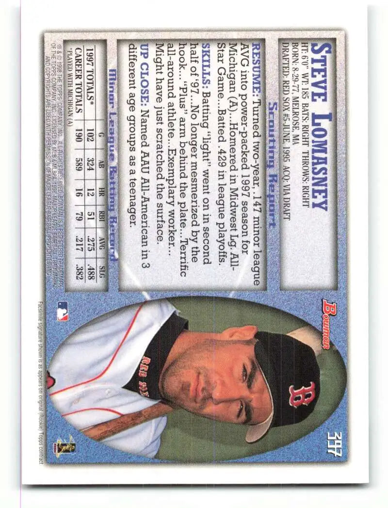 1998 Bowman #397 Steve Lomasney EX Excellent RC Rookie Boston Red Sox Baseball Card - Baseball Card Single