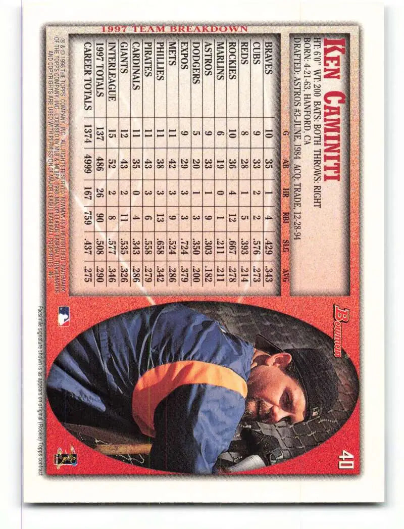 1998 Bowman #40 Ken Caminiti EX Excellent San Diego Padres Baseball Card - Baseball Card Single