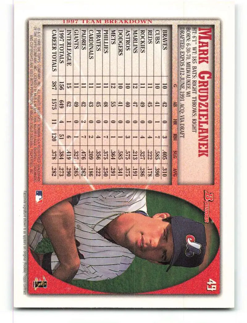 1998 Bowman #49 Mark Grudzielanek EX Excellent Montreal Expos Baseball Card - Baseball Card Single