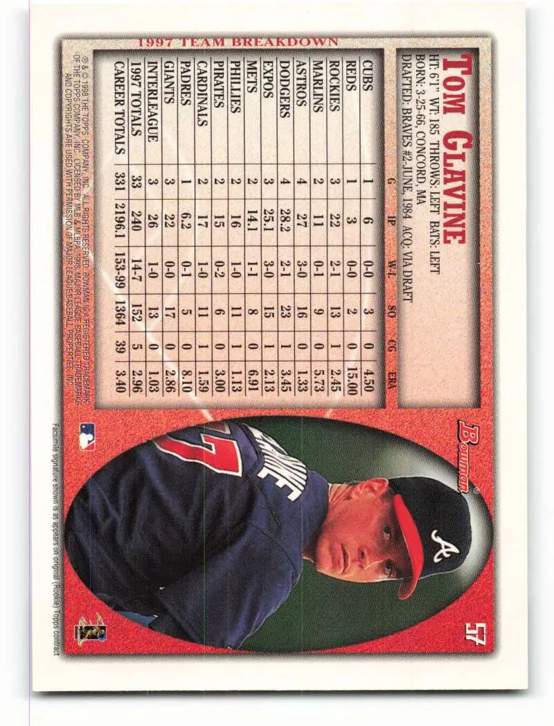 1998 Bowman #57 Tom Glavine EX Excellent Atlanta Braves Baseball Card - Baseball Card Single