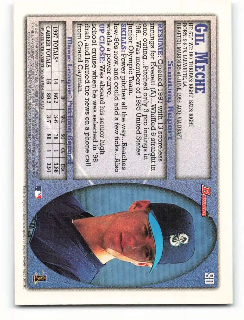 1998 Bowman #80 Gil Meche EX Excellent Seattle Mariners Baseball Card - Baseball Card Single