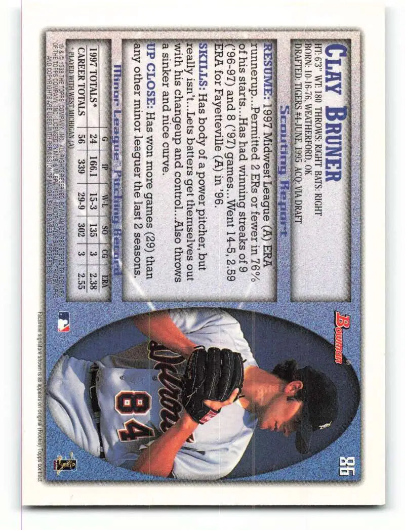 1998 Bowman #86 Clayton Bruner EX Excellent Detroit Tigers Baseball Card - Baseball Card Single