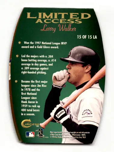 1998 Circa Thunder Limited Access #15 Larry Walker NM Near Mint Rockies ID:64125 - Baseball Card Single