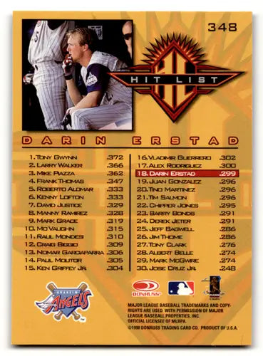 1998 Donruss #348 Darin Erstad NM-MT Angels HL ID:47192 - Baseball Card Single