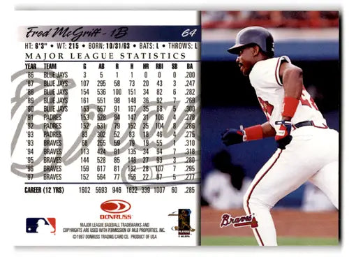 1998 Donruss #64 Fred McGriff NM-MT Braves ID:81664 - Baseball Card Single