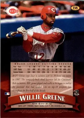 1998 Finest #138 Willie Greene - Baseball Card Single
