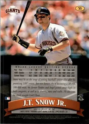 1998 Finest #53 J.T. Snow Jr. - Baseball Card Single