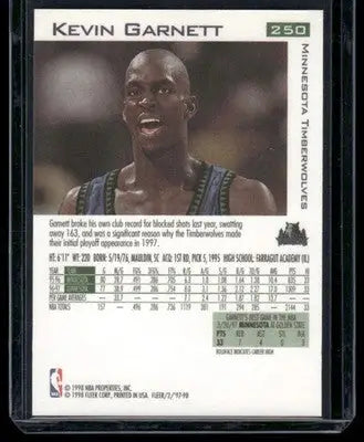 1998 Fleer Kevin Garnett #250 Basketball - Basketball Card Single