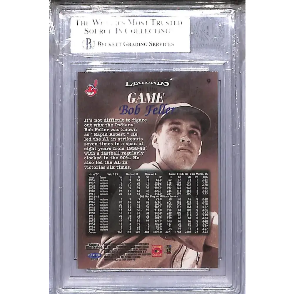 1998 Fleer Legends of the Game #9 Bob Feller NM-MT Auto Cleveland Indians - Baseball Card Single