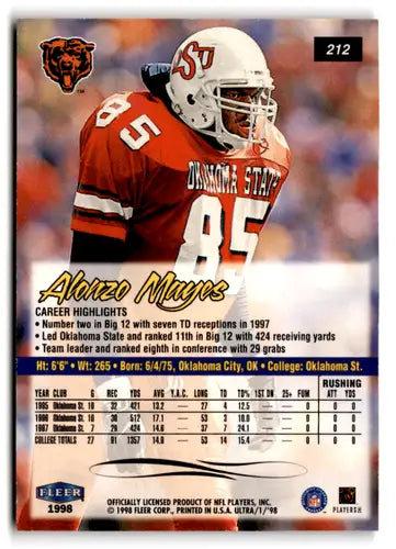 1998 Fleer Ultra #212 Alonzo Mayes NM-MT RC Rookie Bears ID:81272 - Football Card Single