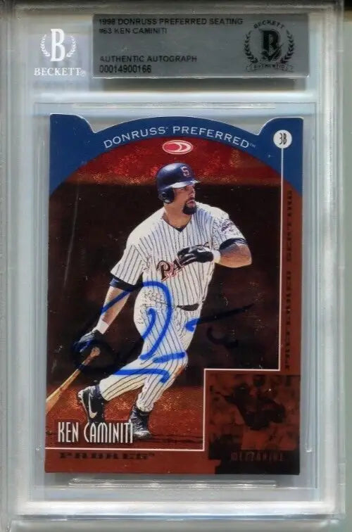 Graded Ken Caminiti autographed baseball card BAS Certified BGS Auto Houston Astros Donruss Preferred