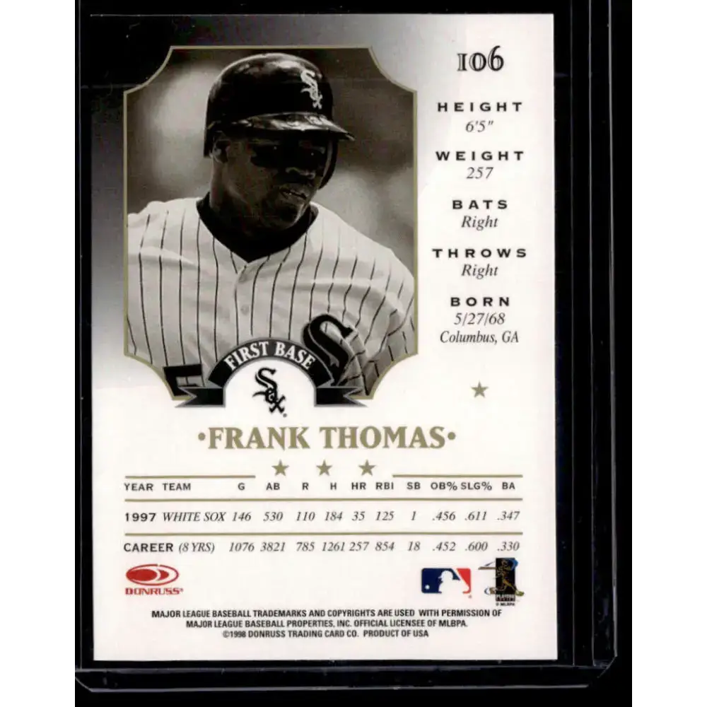 1998 Leaf #106 Frank Thomas NM-MT - Baseball Card Single