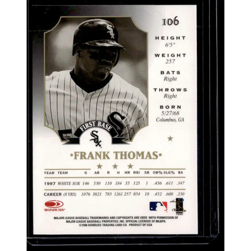 1998 Leaf #106 Frank Thomas NM-MT - Baseball Card Single