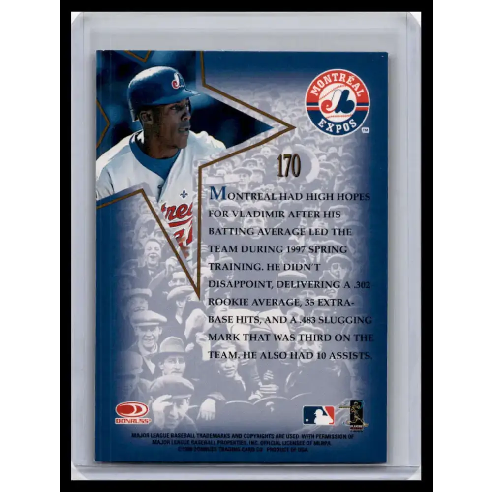 1998 Leaf #170 Vladimir Guerrero NM-MT Montreal Expos Baseball Card - Baseball Card Single
