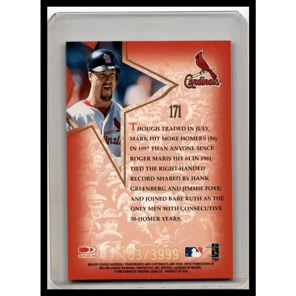 1998 Leaf #171 Mark McGwire Fractal Foundations NM-MT Baseball Card - Baseball Card Single