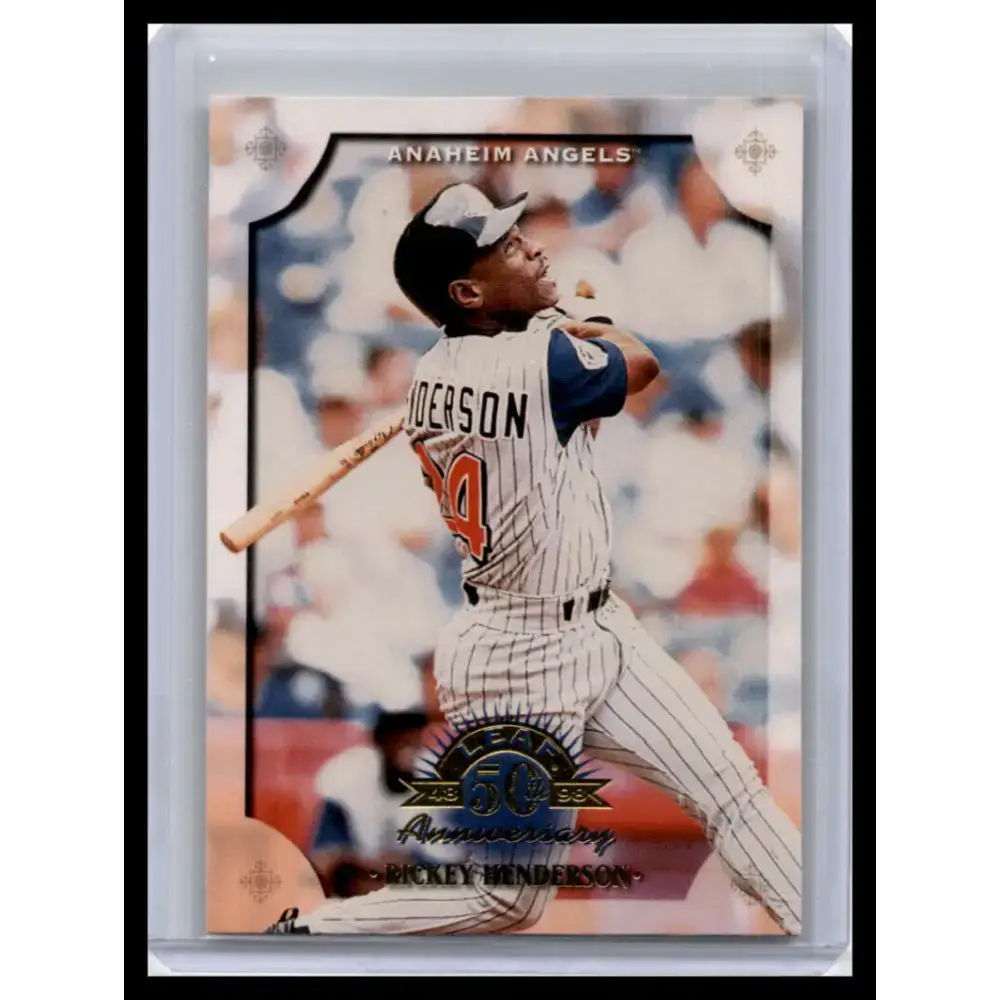 1998 Leaf #34 Rickey Henderson NM-MT Anaheim Angels Baseball Card - Baseball Card Single